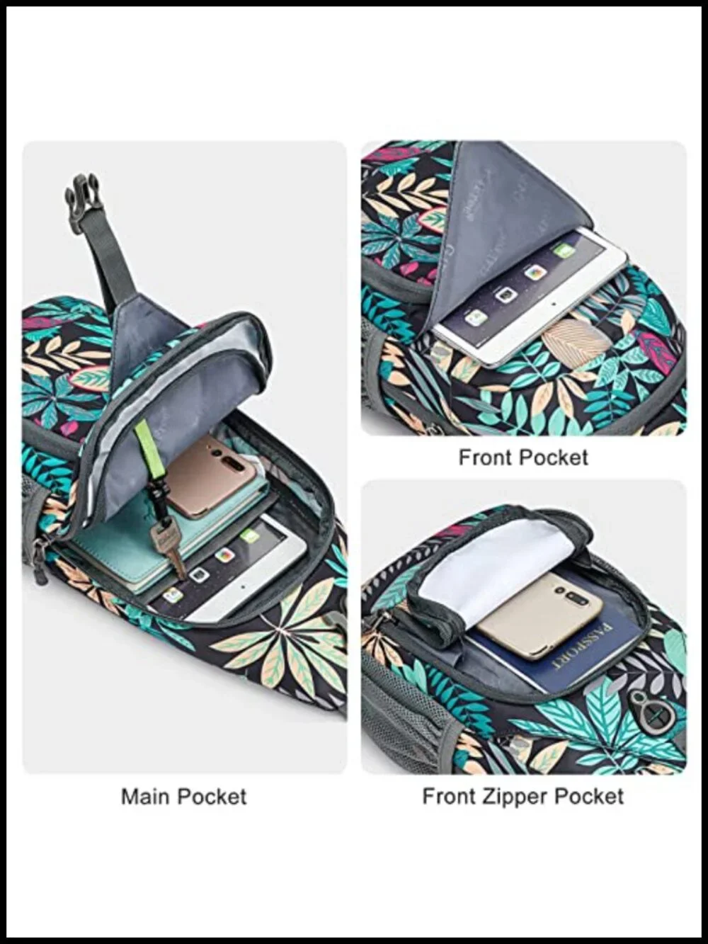 RFID Sling Bag Crossbody Backpack Hiking Outdoor Water Resistant Polyester